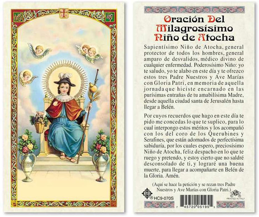 25 Laminated Prayer Cards '"Oracion al Santo Niño de Atocha" Spanish Version