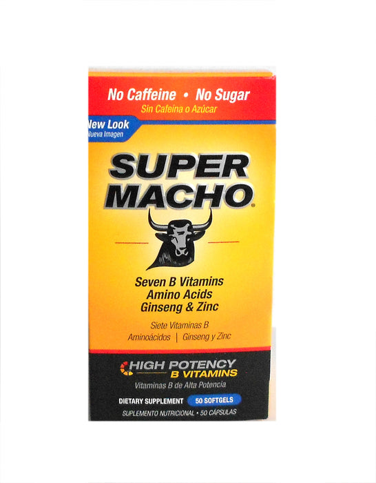 Super Macho Dietary Supplement with Seven B Vitamins, Amino Acids, Ginseng & Zinc